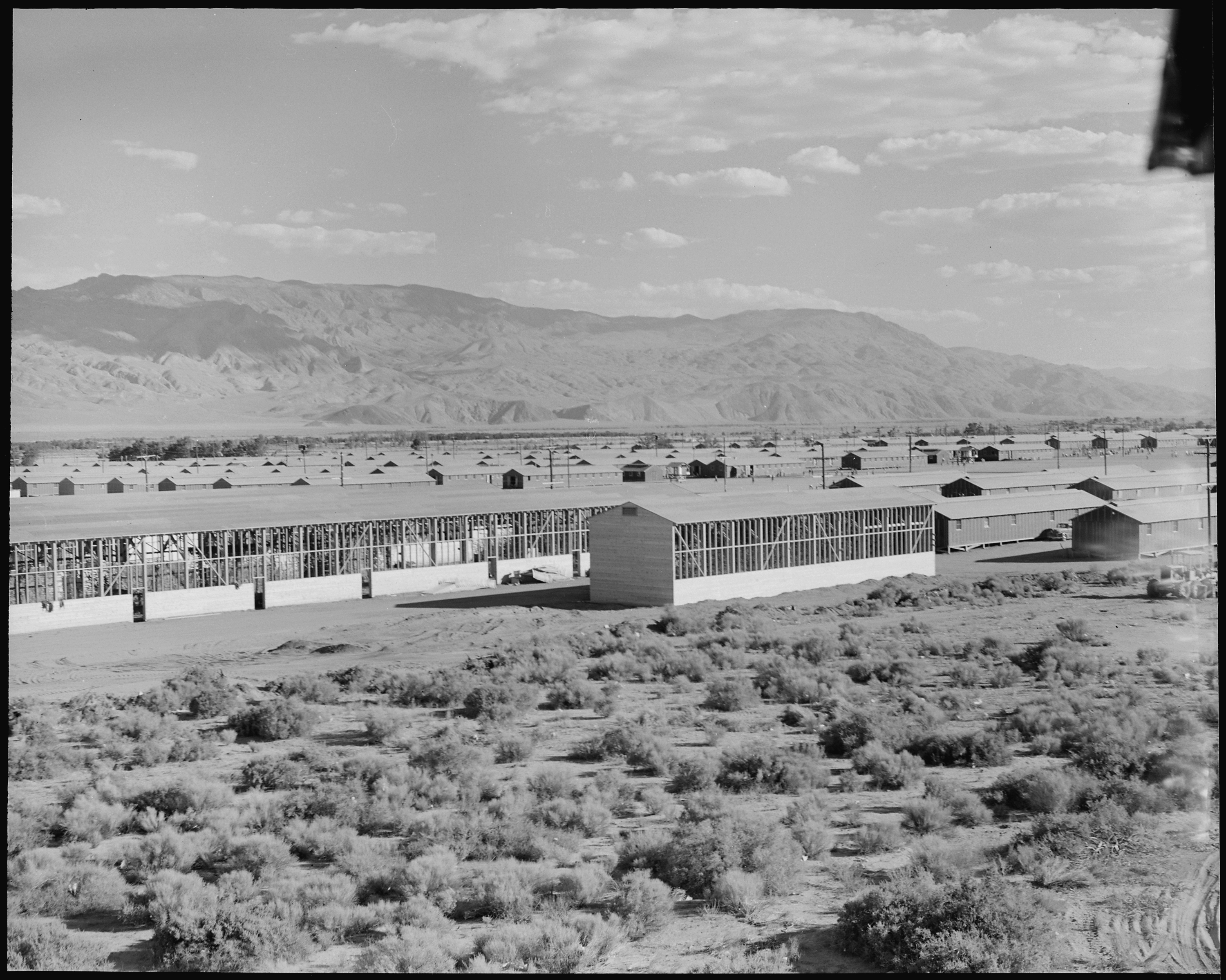 Manzanar Relocation Center, Manzanar, California. A view of the Manzanar Relocation three months af . . . - NARA - 538097