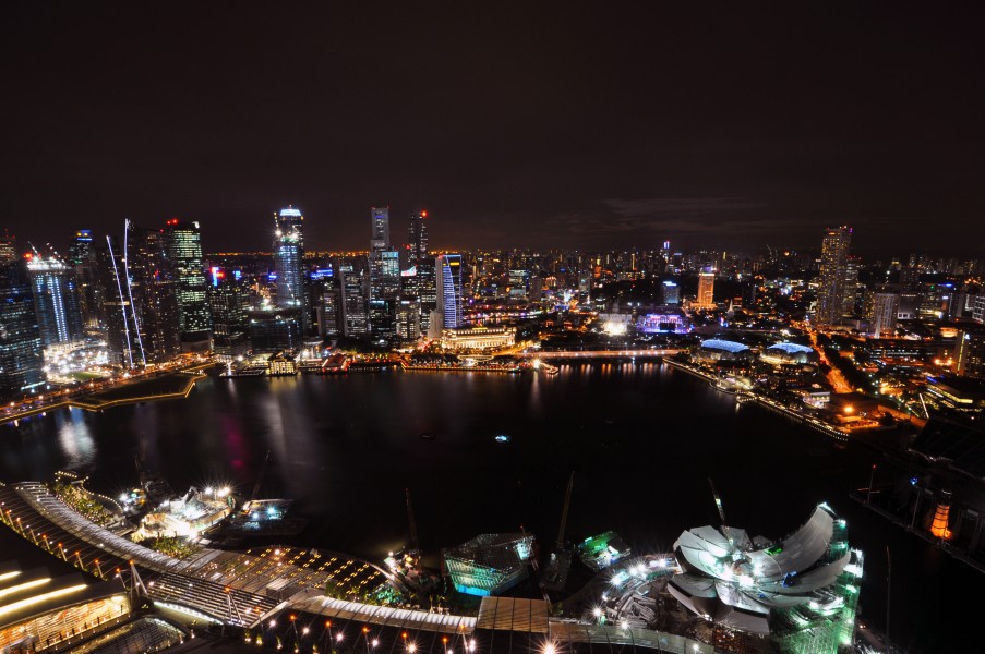 1 marina bay sands skypark night view CBD skyline