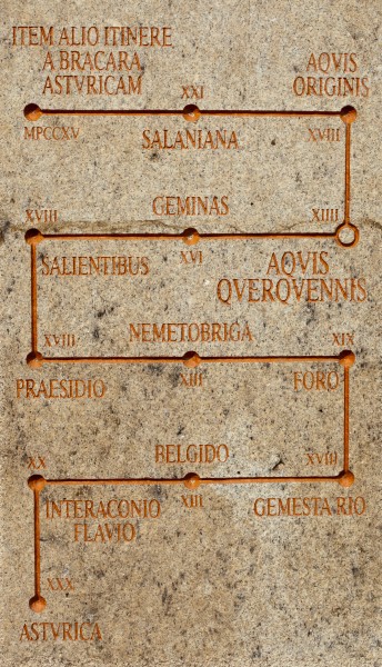 2011-10-15. Aquis Querquennis - Detalle do letreiro da vía nova romana - AQ46