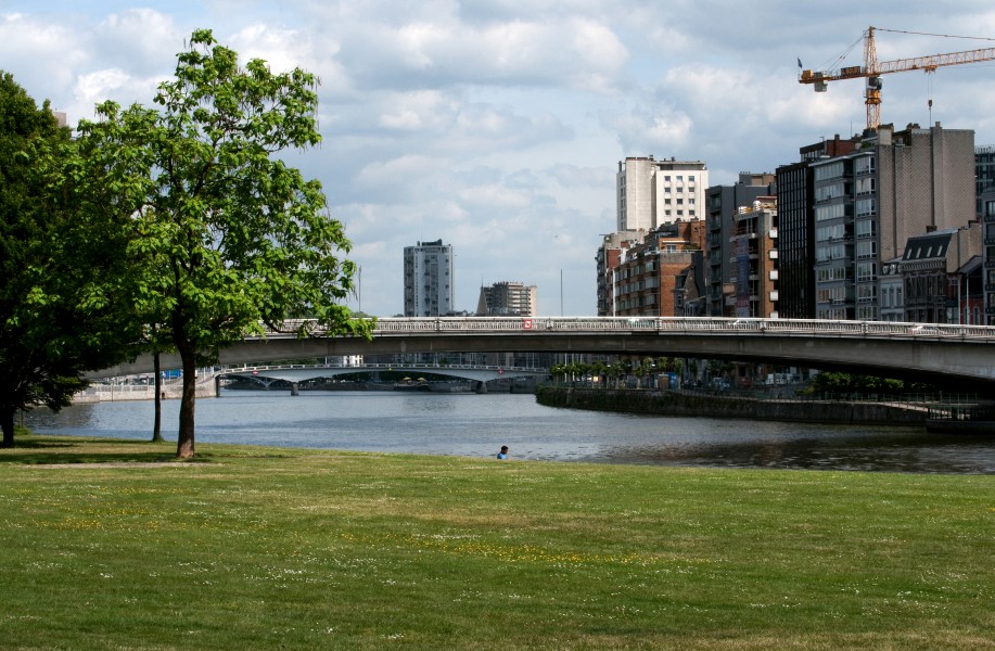 Albert's bridge crossing the Meuse river in Liege.