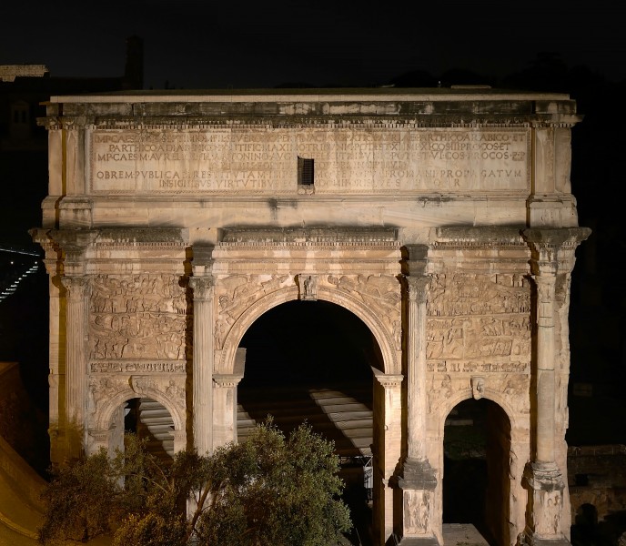 Arch of Septimius Severus at night