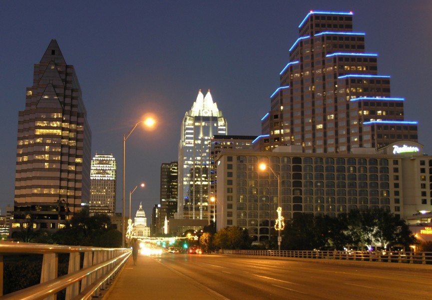 Austin from Congress Bridge-at night