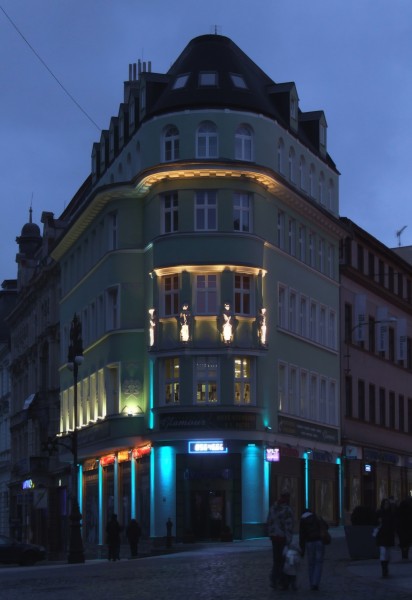 Building in Liberec by night