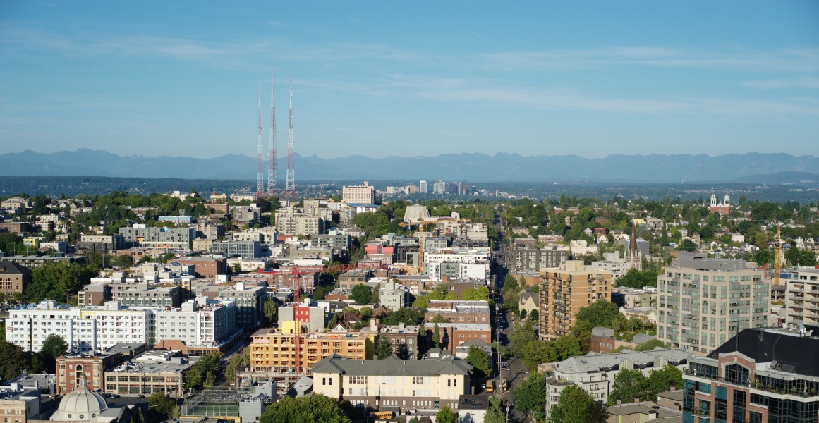 Capitol Hill as seen from 9th and Pine looking east towards Bellevue, WA
