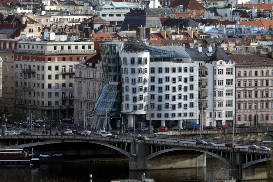 Dancing House from Petrin in winter 2012 (2)