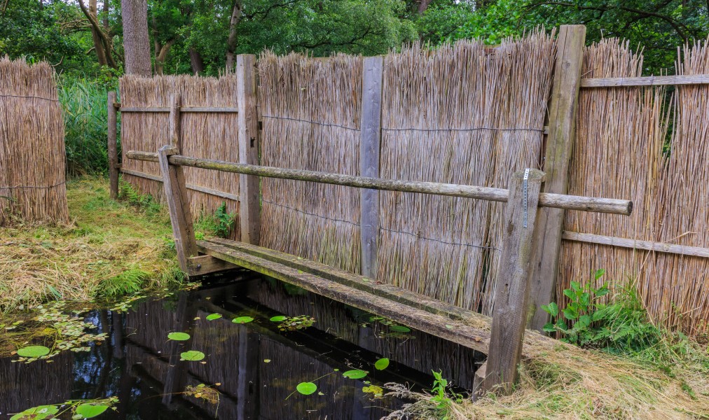 Eendenkooi De Grote Otterskooi, gelegen in provincie Overijssel. Wankel houten bruggetje