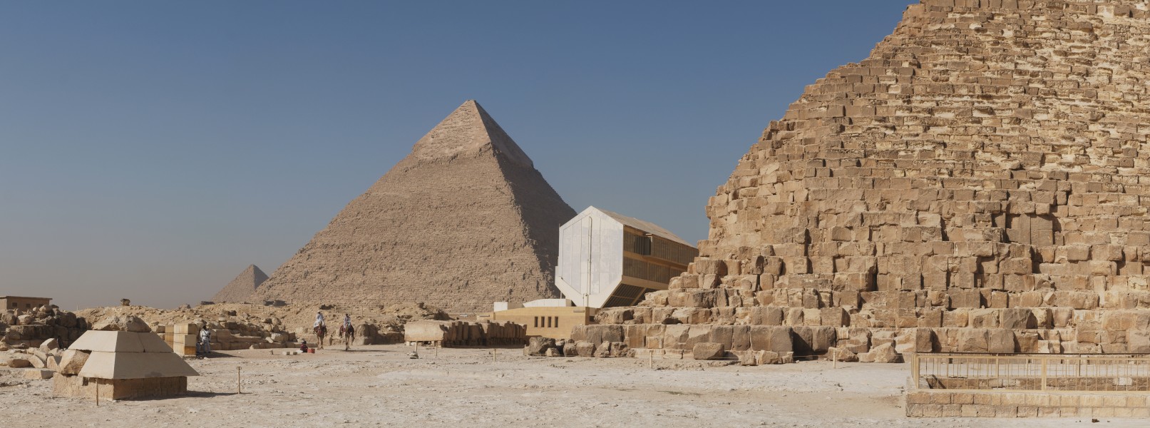 Giza pyramids and Khufu boat pit