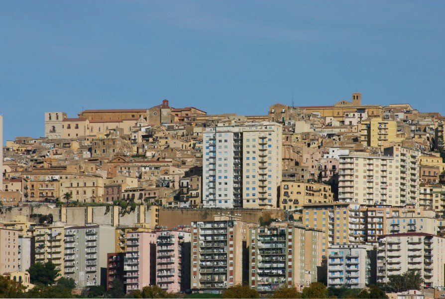 Historic centre of Agrigento seen from the Valle dei Templi - Italy 2015 (2)