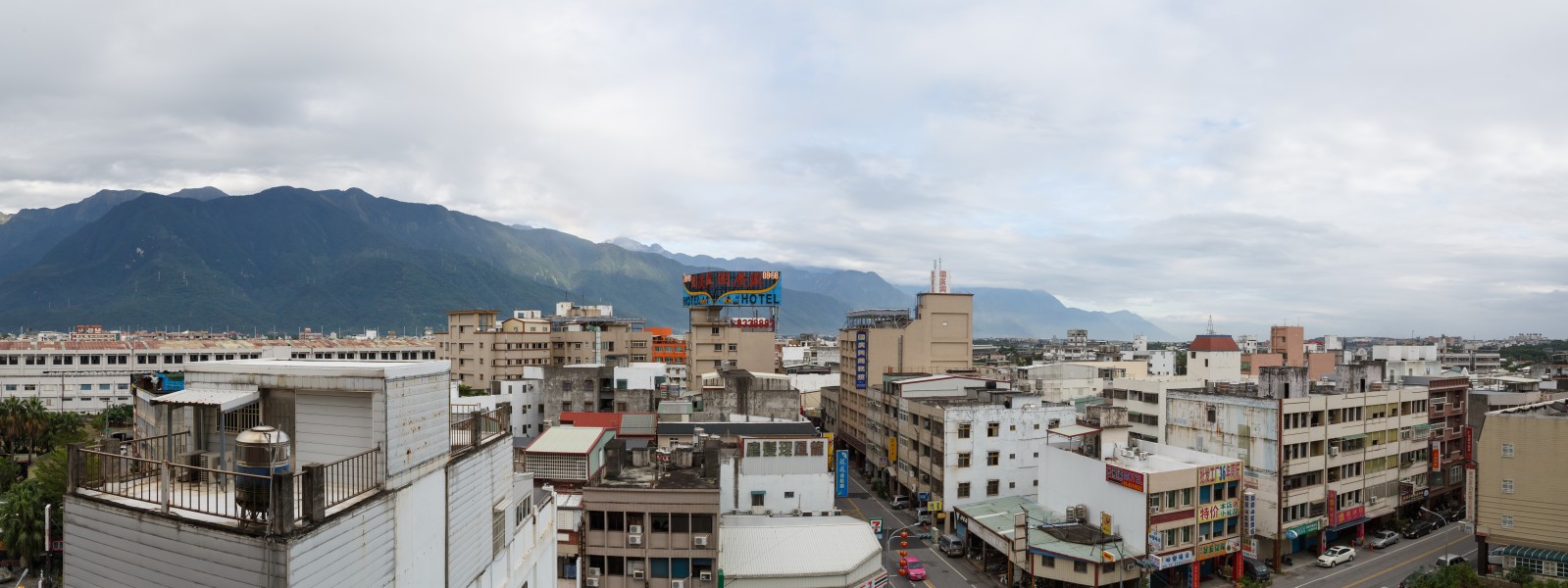 Hualien Taiwan cityscape with mountains