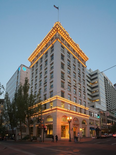 Jackson Tower, Portland at dusk