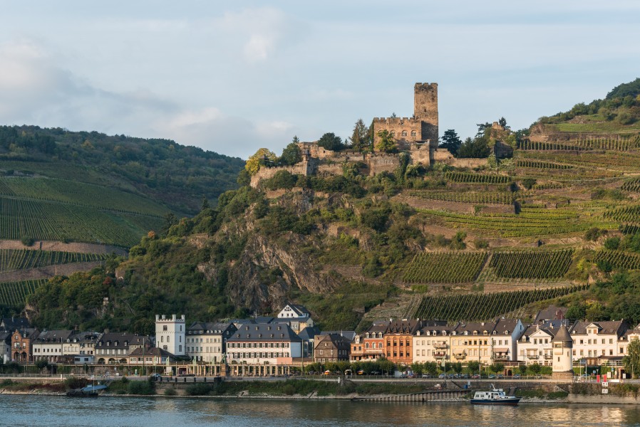 Kaub and Burg Gutenfels, Southwest view 20141002 1