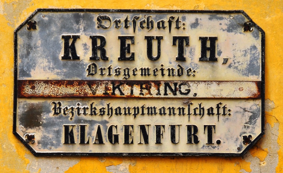 Klagenfurt Viktring Kreuth altes Ortsschild 12032009 77