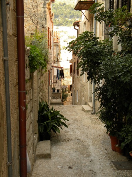 Laundry dries in a small alley in Dubrovnik