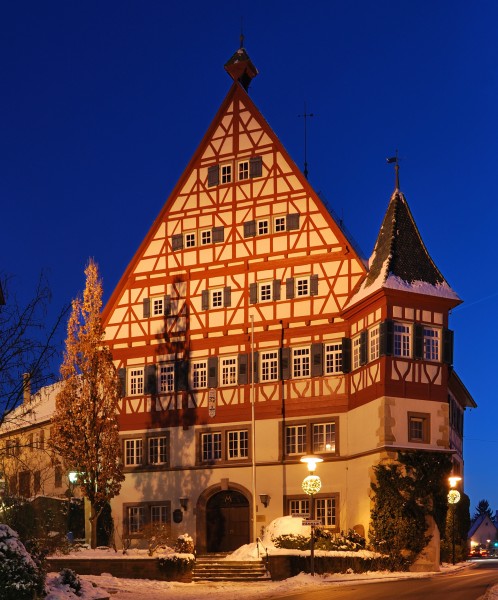 Münchingen Rathaus Weihnachtsbeleuchtung