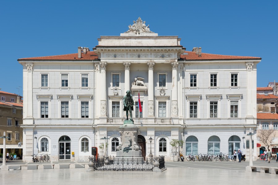 Piran town hall Tartini monument