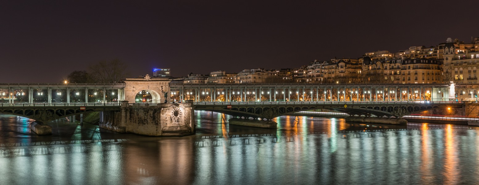 Pont de Bir-Hakeim at night as seen from Promenade d'Australie 140223 5