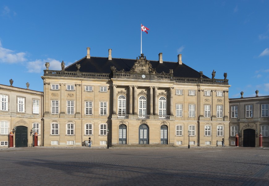 Queen's palace Amalienborg shadow statue Copenhagen Denmark