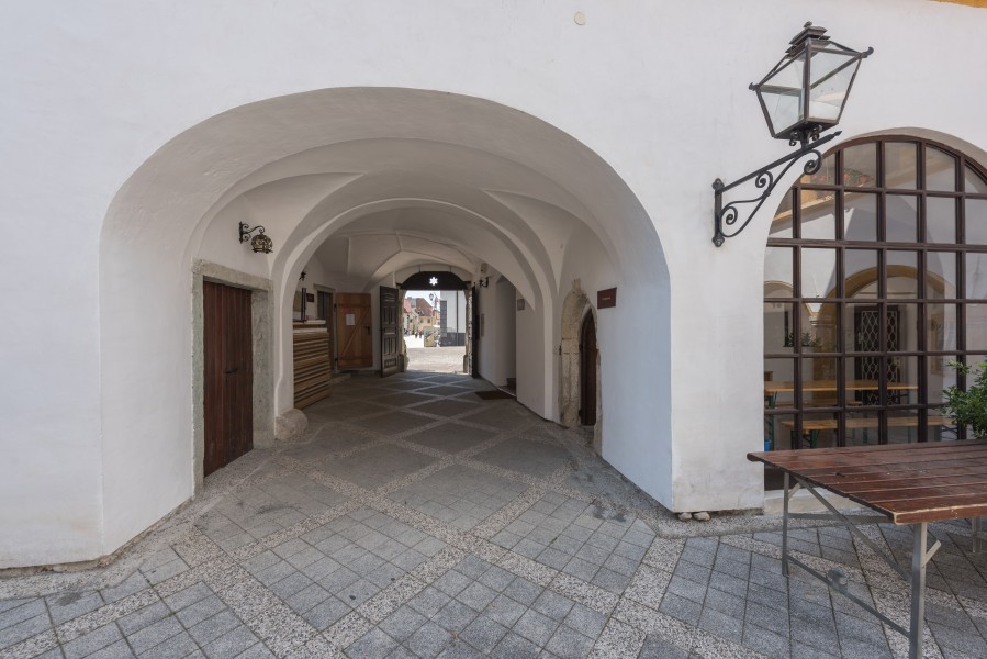 Radovljica Linhartov trg rectory courtyard 24062016 2839