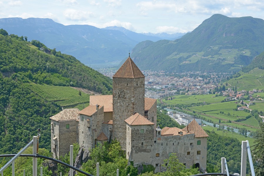 Schloss Karneid with view of the city Bolzano not retouched