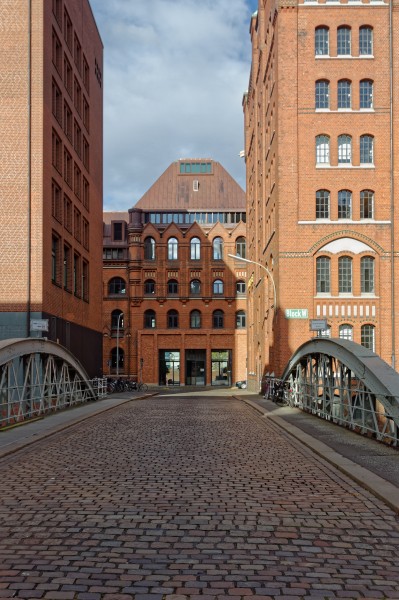 Speicherstadt 2017 7 Wandrahmsfleetbrücke Dienerreihe