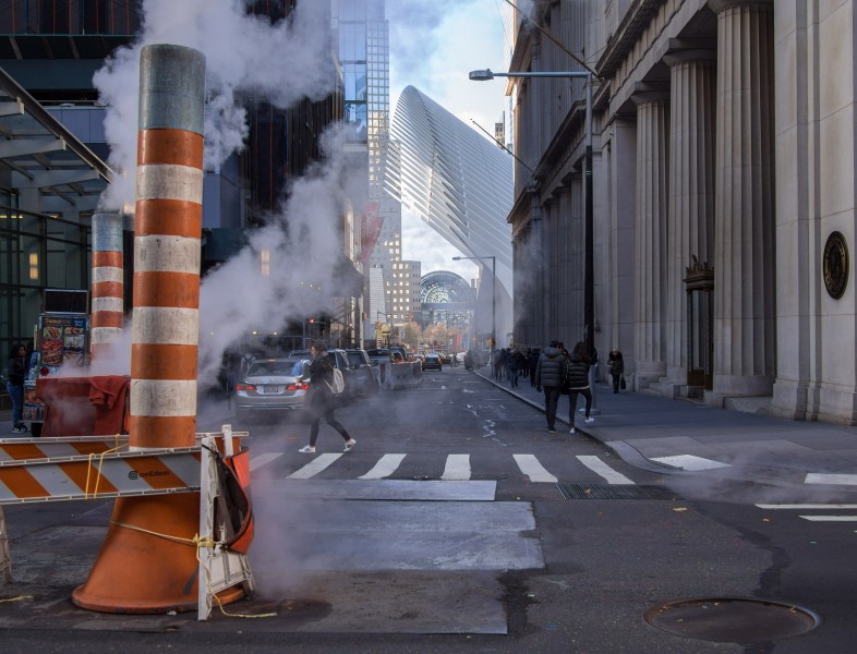 Steam stacks at Broadway and Dey (91441)