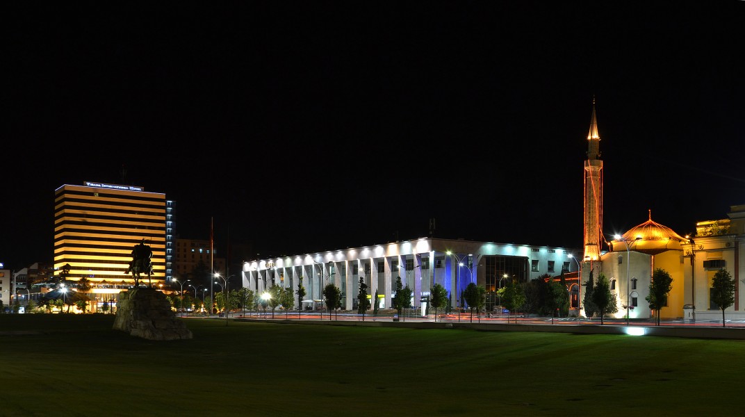 Tirana - Skanderbeg Square by night