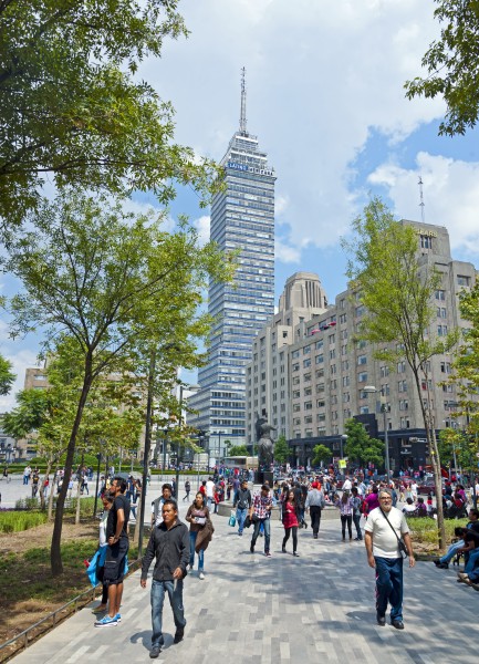 Torre Latinoamericana from Alameda Central promenade