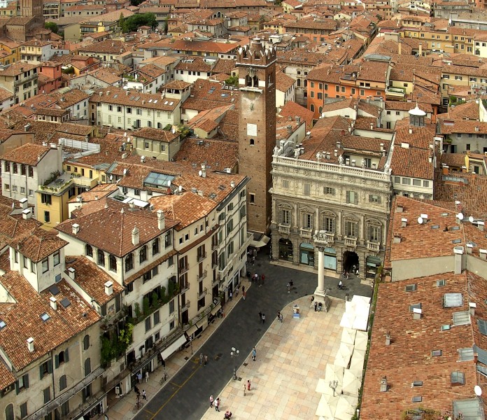 Verona - Piazza Erbe as seen from Lamberti tower