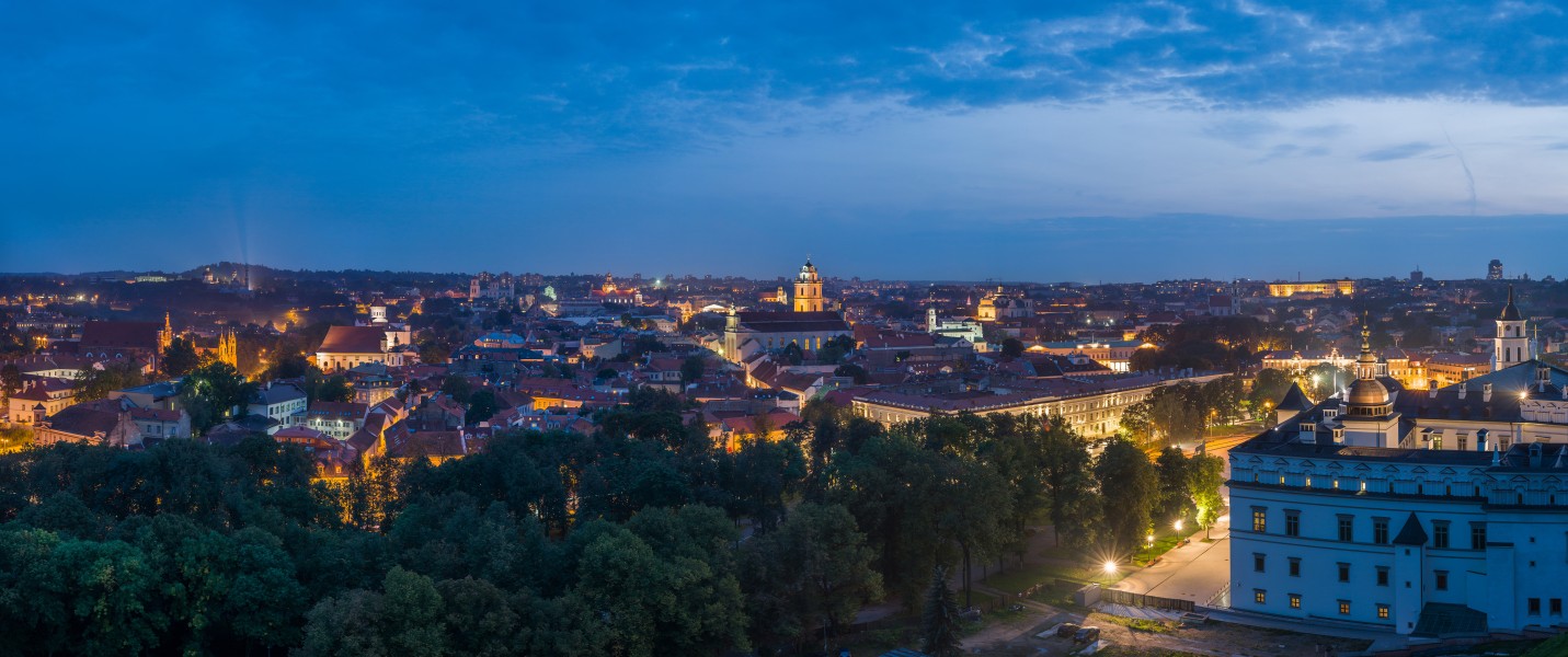 Vilnius Old Town Skyline at dusk, Lithuania - Diliff
