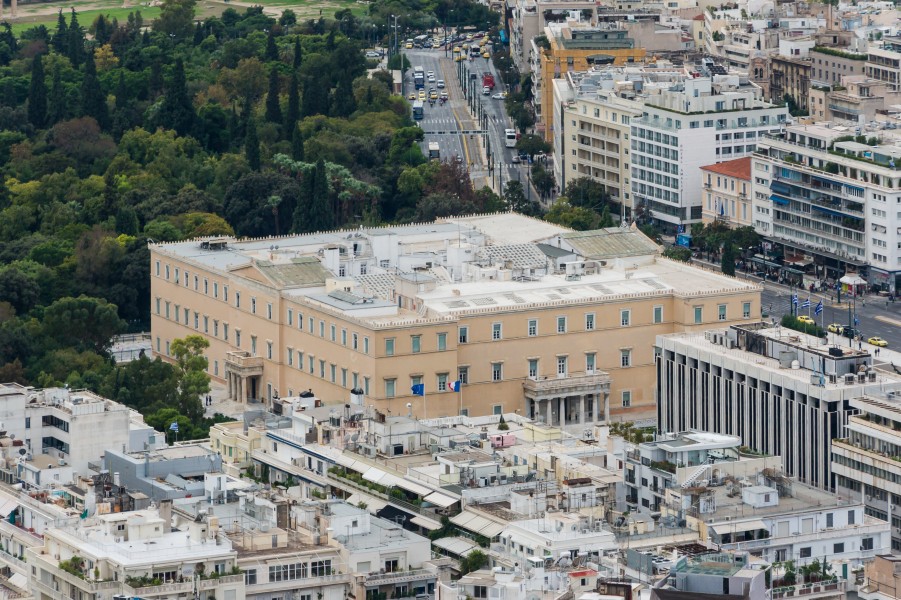 Vouli greek parliament from Lycabettus Athens Greece
