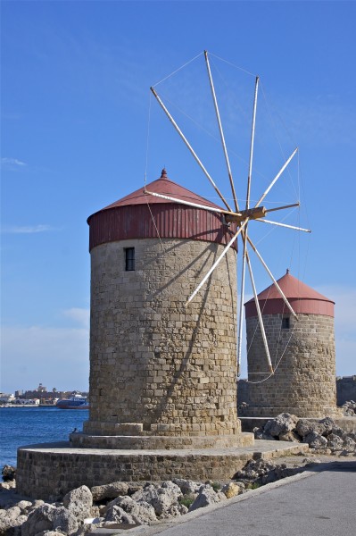 Windmills Rhodes harbour