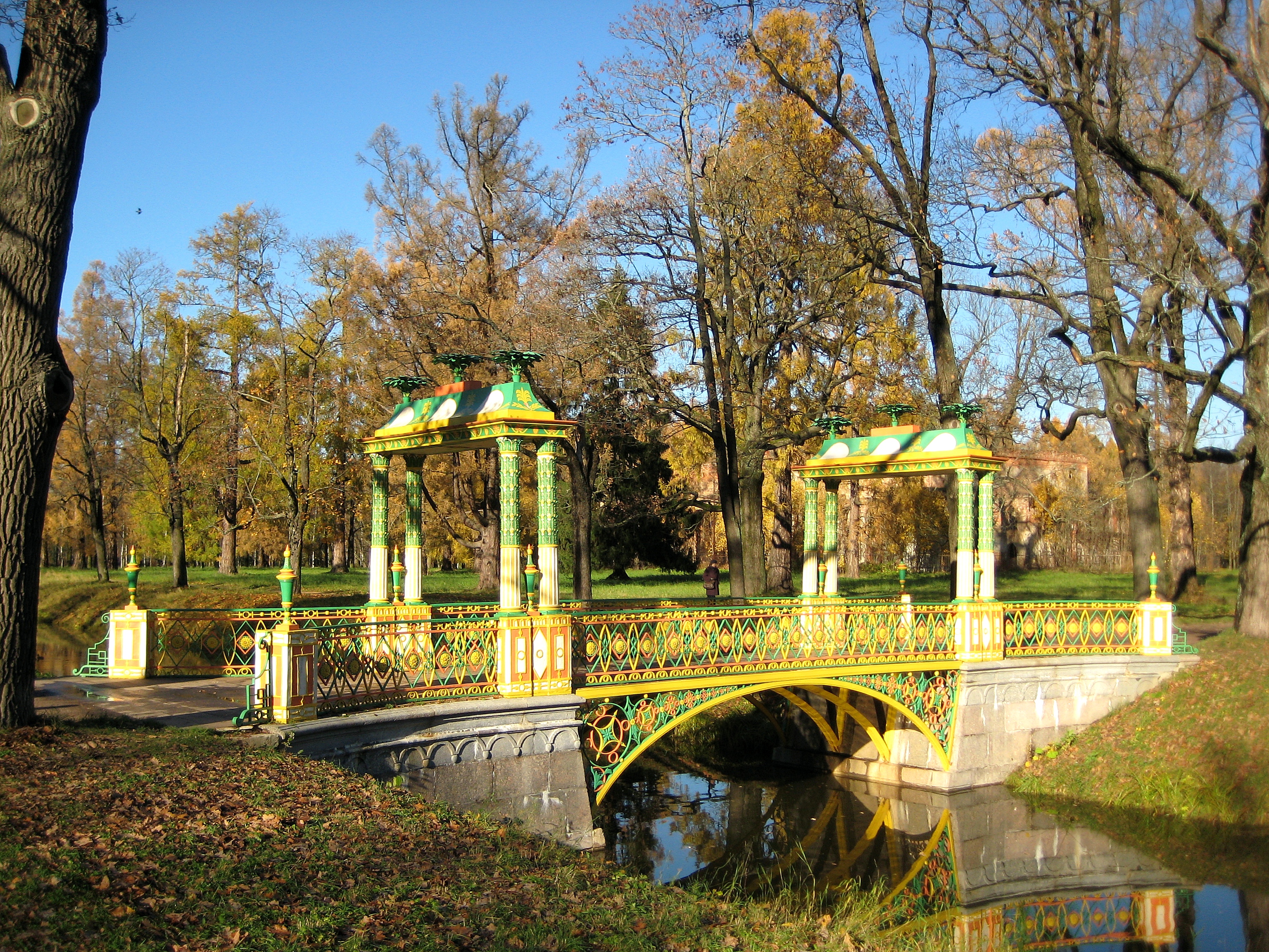 Pushkin (Tsarskoye Selo). Alexander Park. Cross channel. Small Chinese bridge.