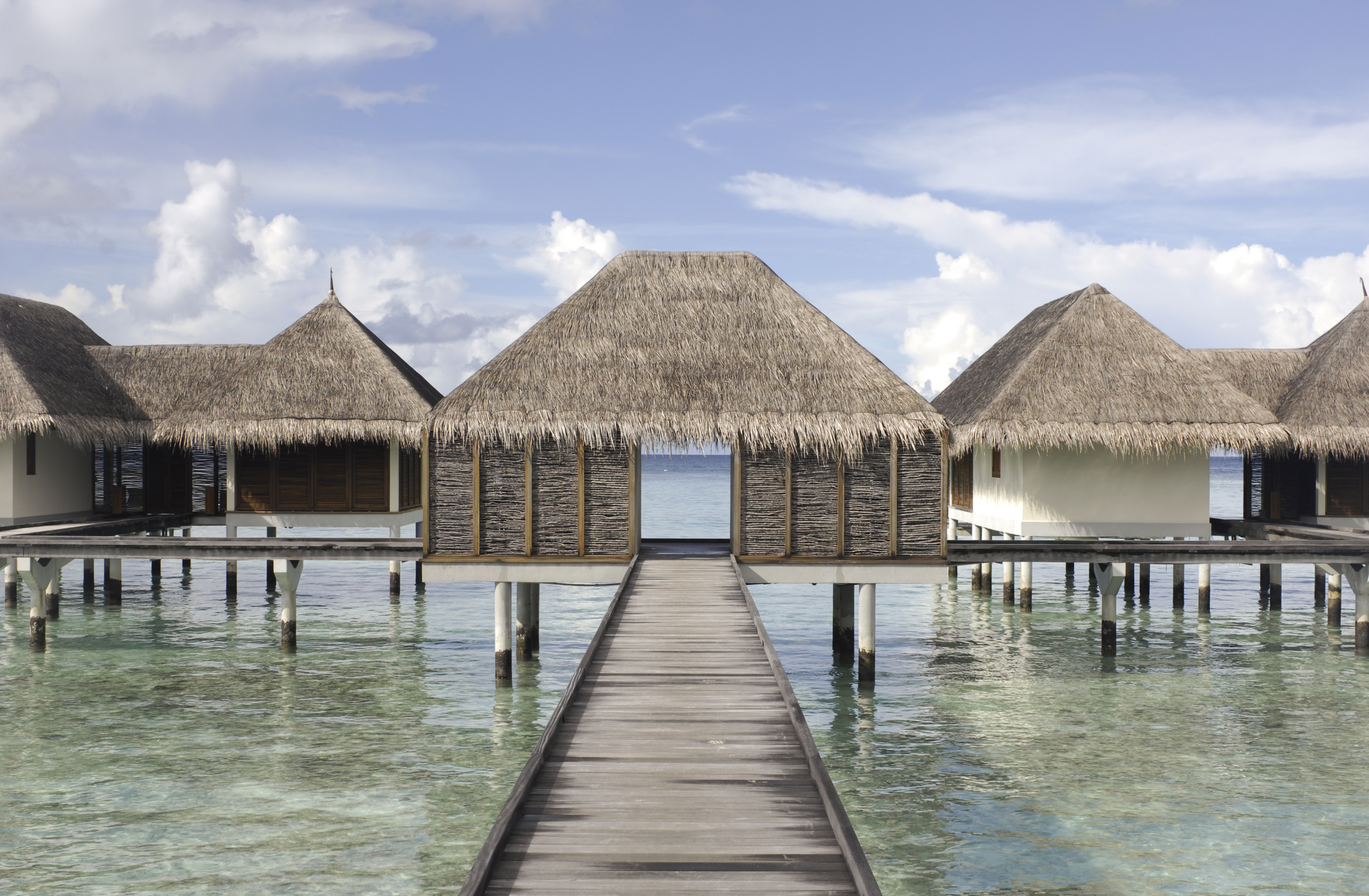Thatched-roof villa in the Maldive Islands