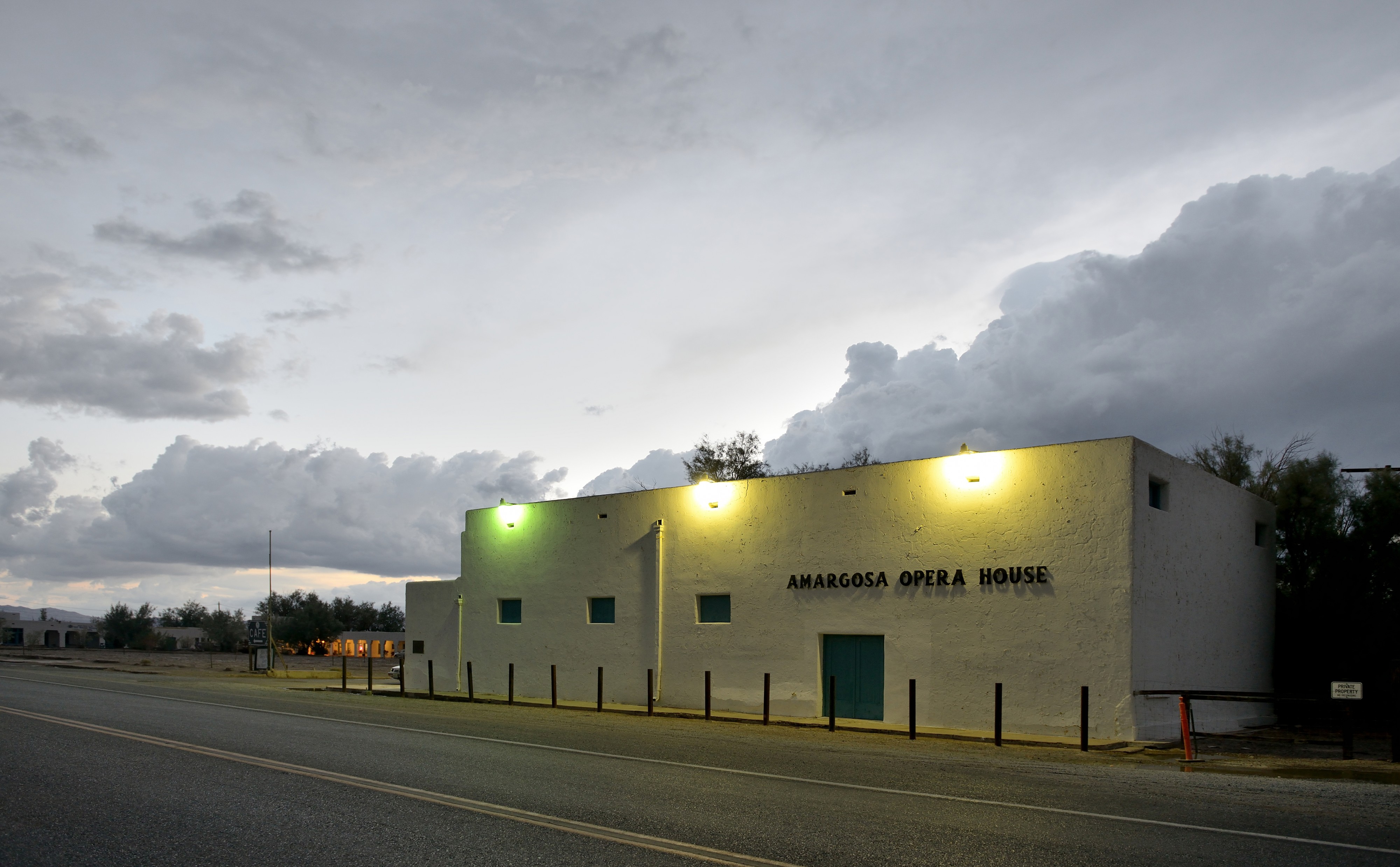 Amargosa Opera House in Death Valley at night