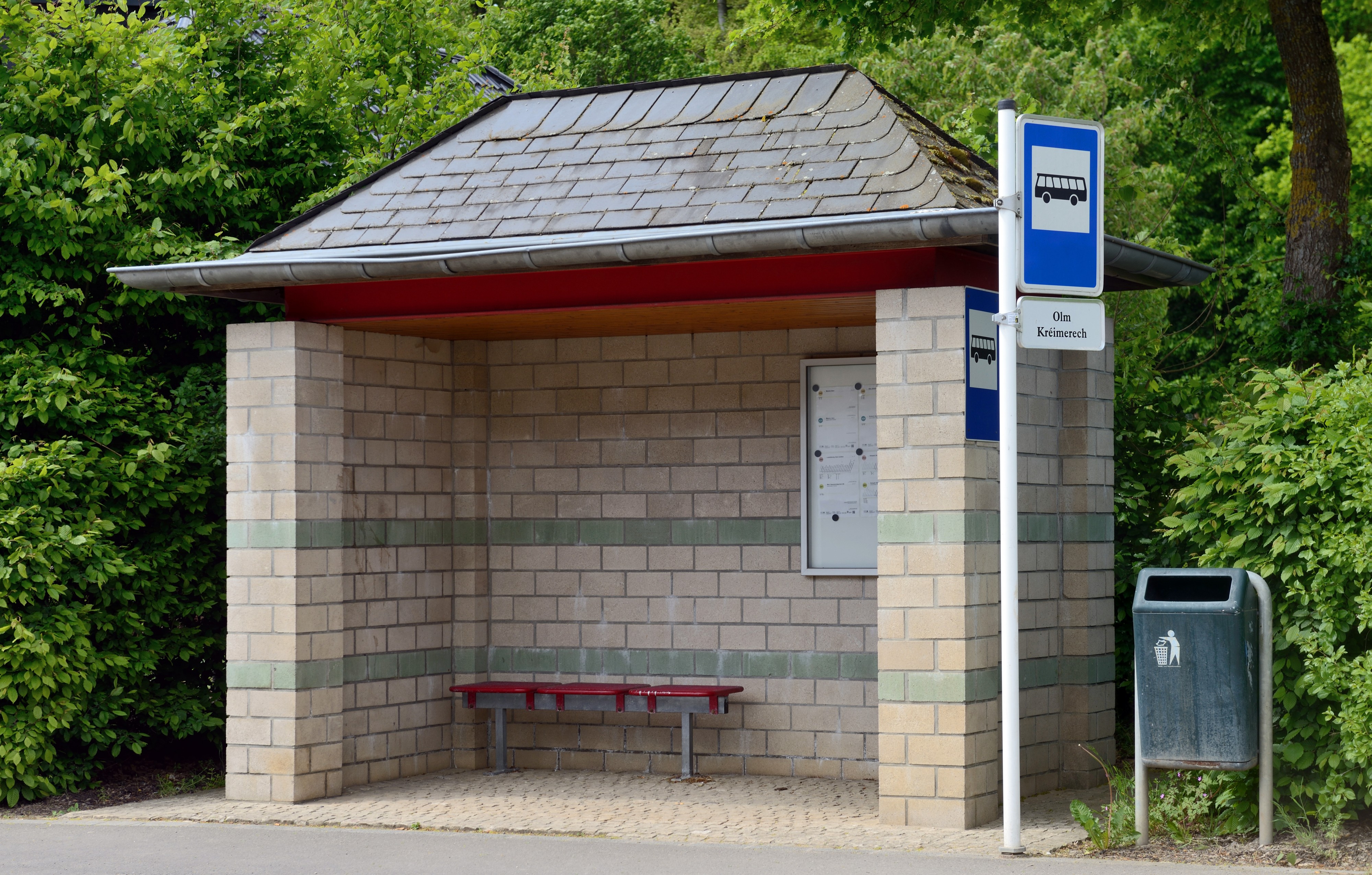 Bus stop in Olm Luxembourg 2014