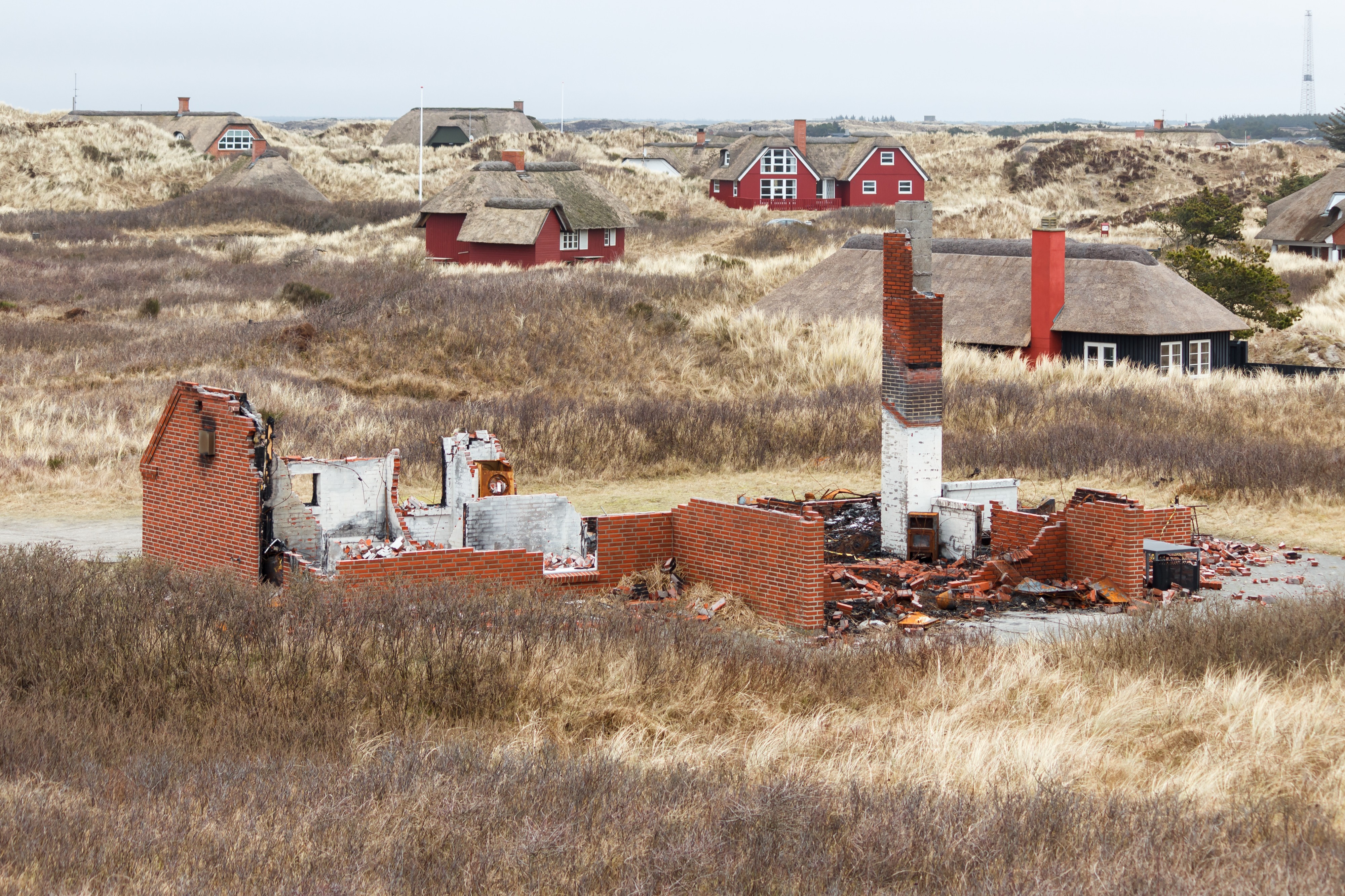 Summer house destroyed by fire Blåvandshuk Denmark 2017-02-18