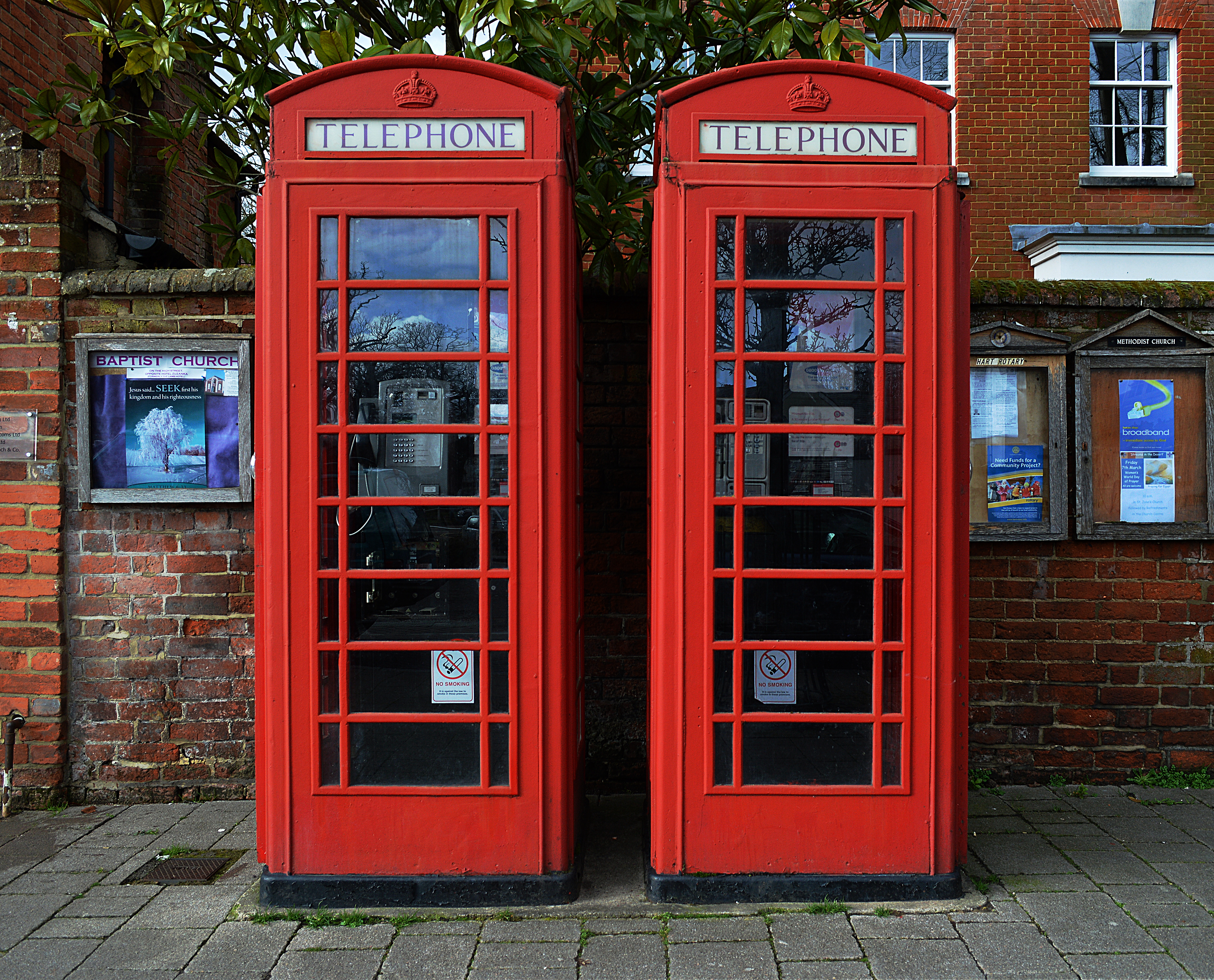 Two K6 phone kiosks in Hartley Wintney