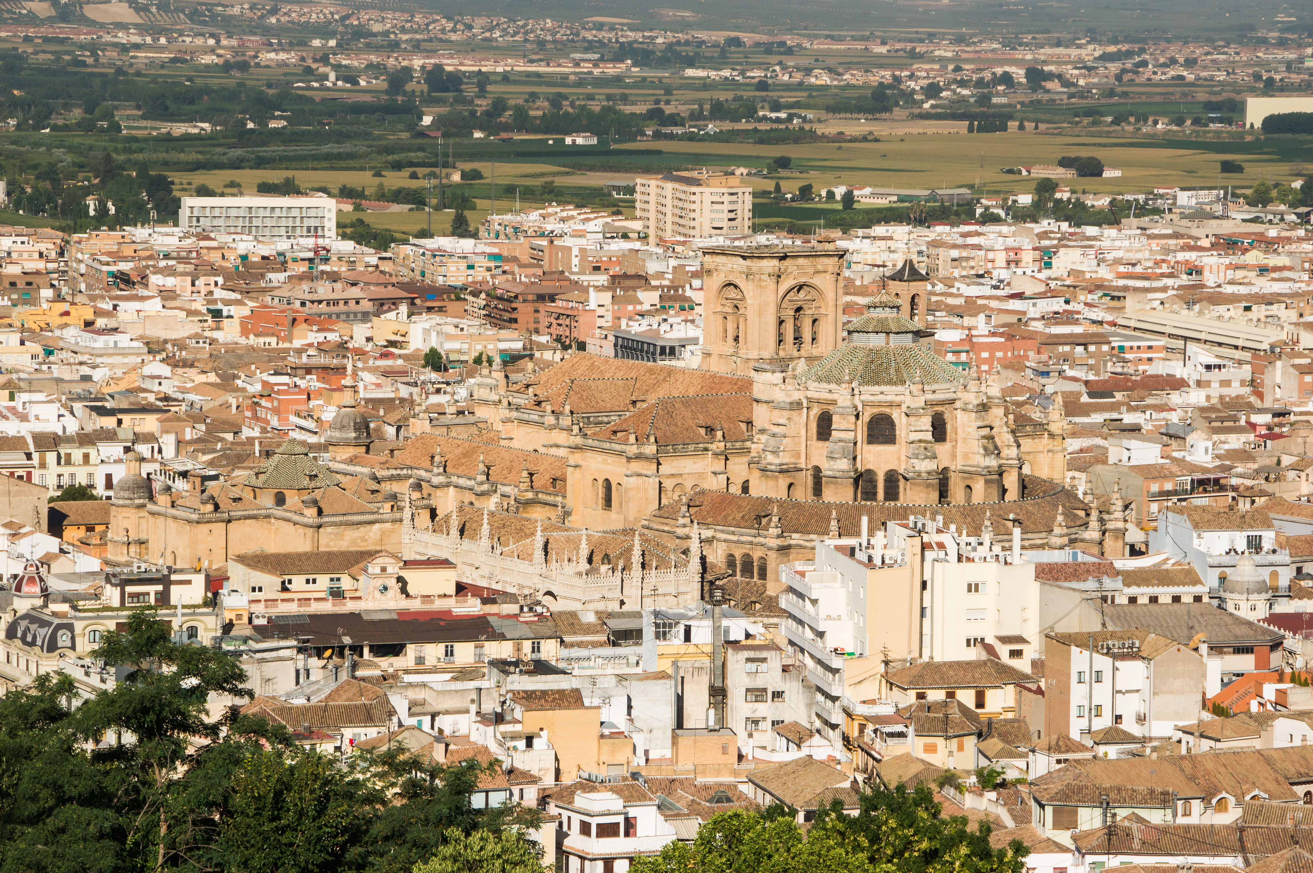 Cathedral and Capilla Real, from Alhambra, Granada, Spain
