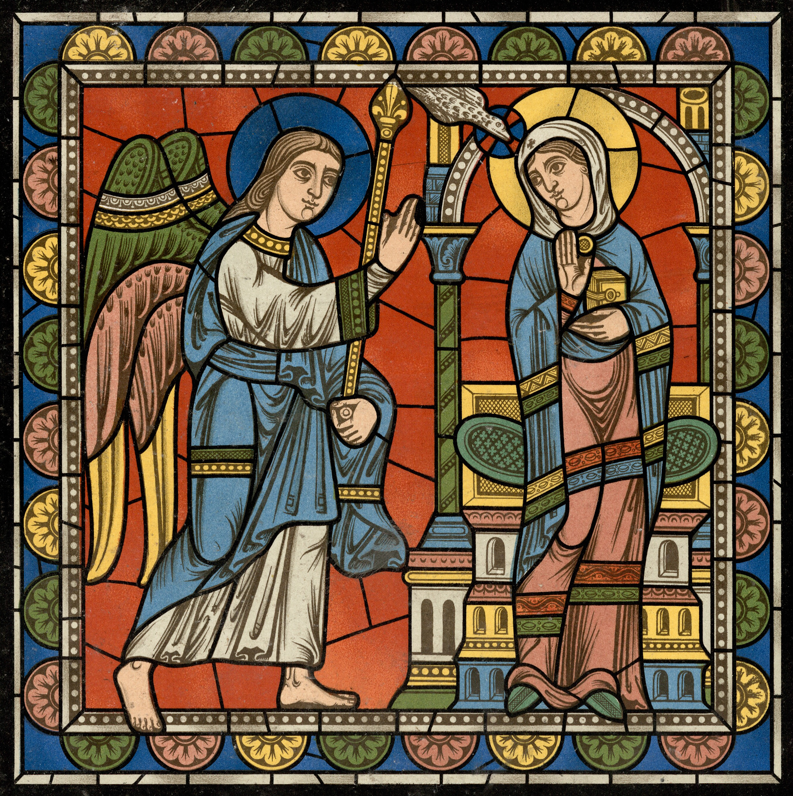 Chartres Kirchenfenster - Das Leben des Jesus Motiv 01 Die Verheißung der Geburt Jesu Lk. 1.26