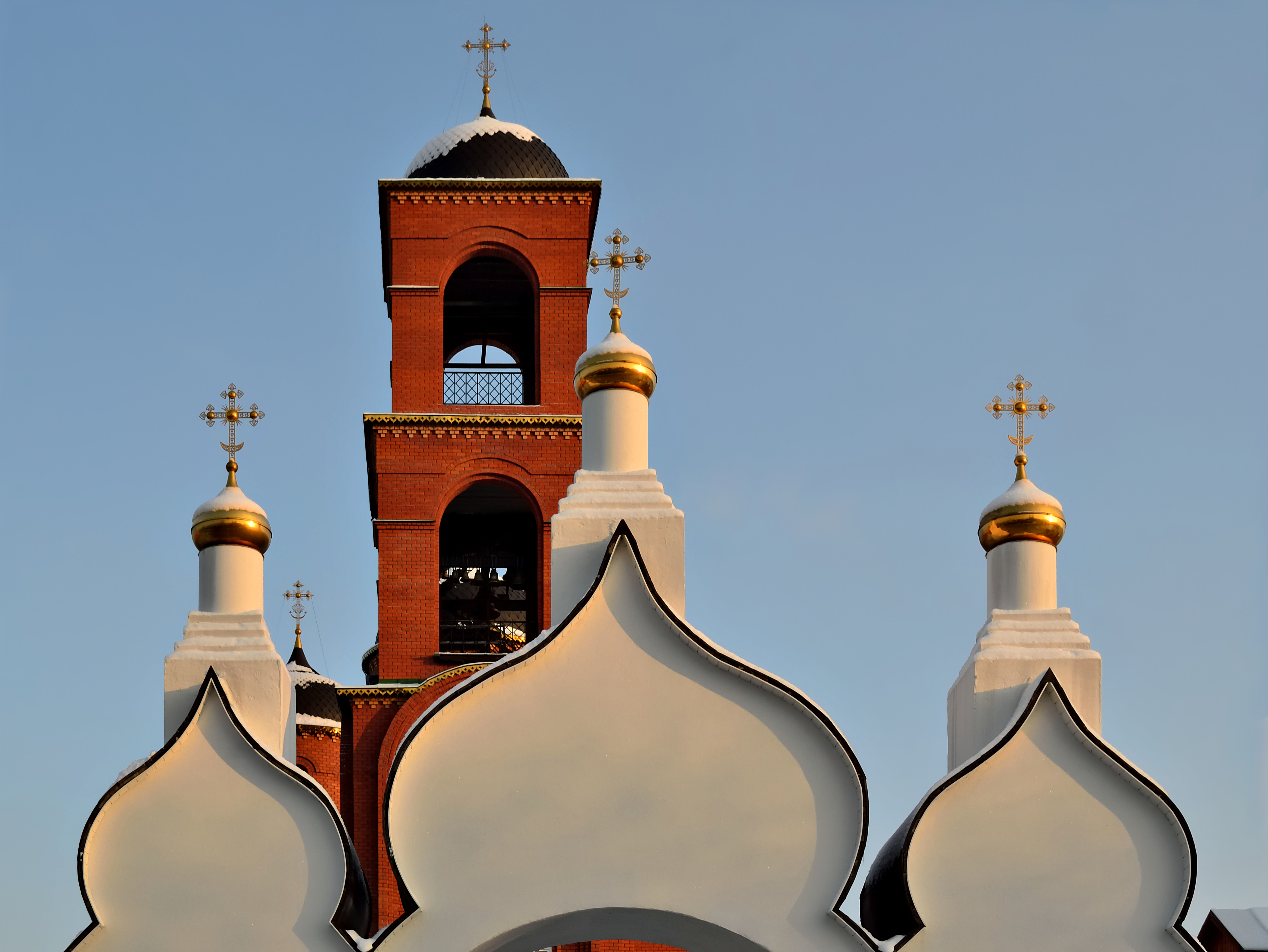 Church of Holy Trinity in Korolyov (fragment of gate and bell tower)