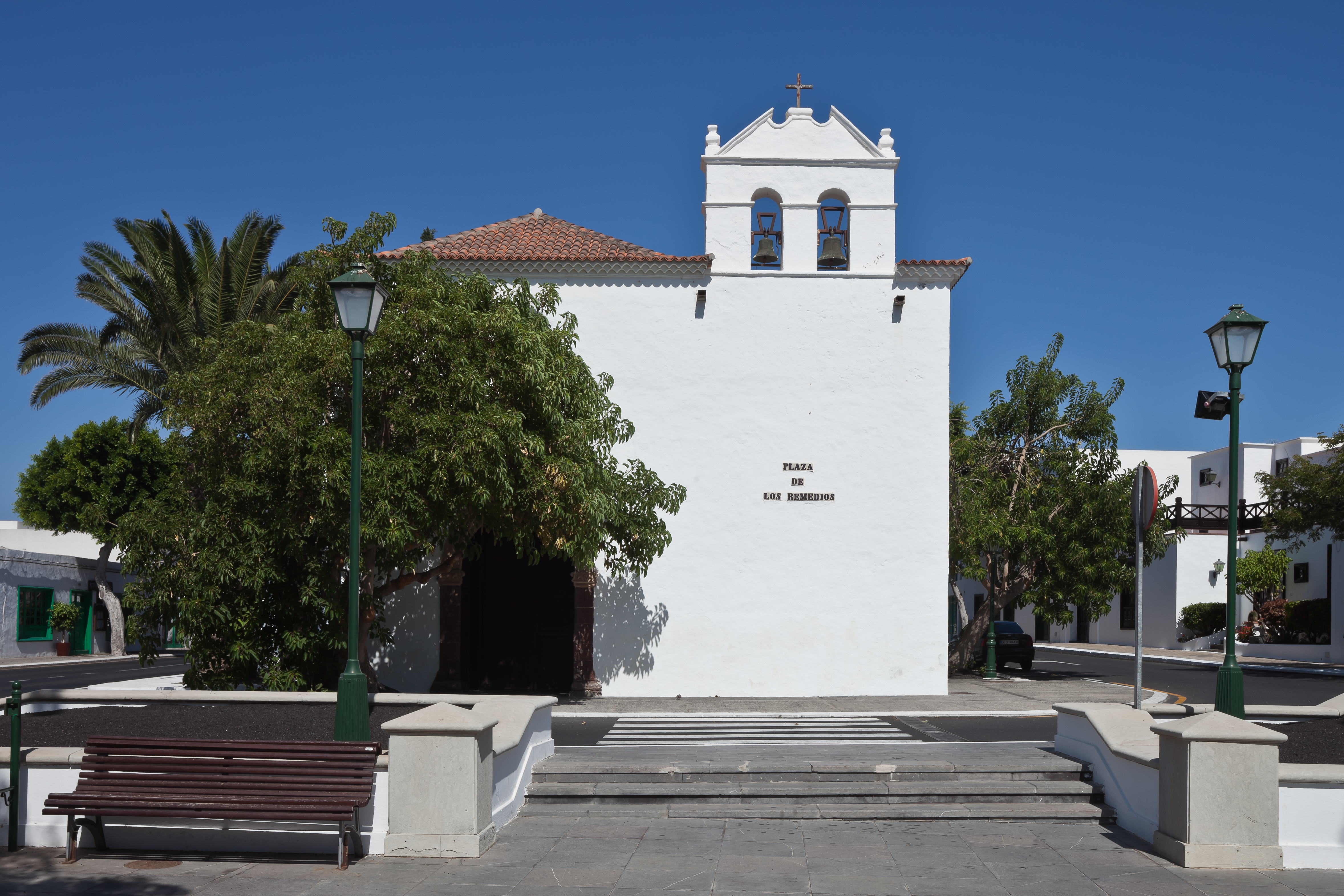Church of the town of Yaiza - Lanzarote - Spain. Los Remedios square Y36