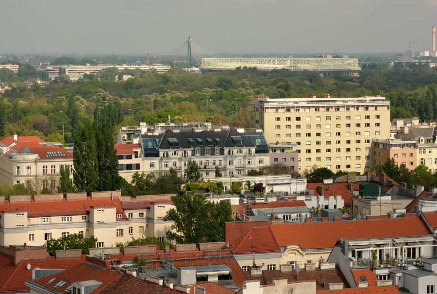 Blick von St Othmar auf Donaustadtbruecke u Ernst-Happel-Stadion DSC 9663w