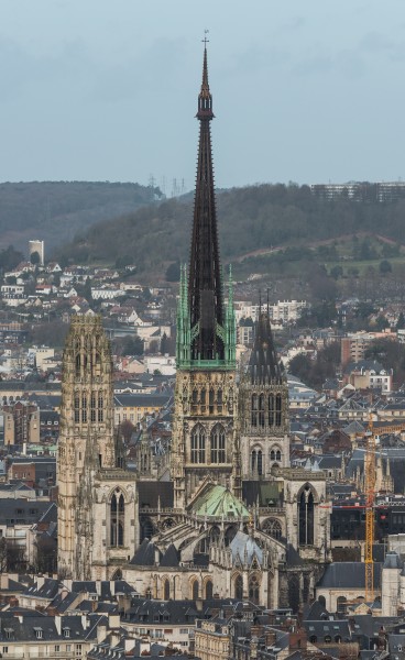Cathédrale Notre-Dame de Rouen, South-West View from Mont Gargan 140215 4