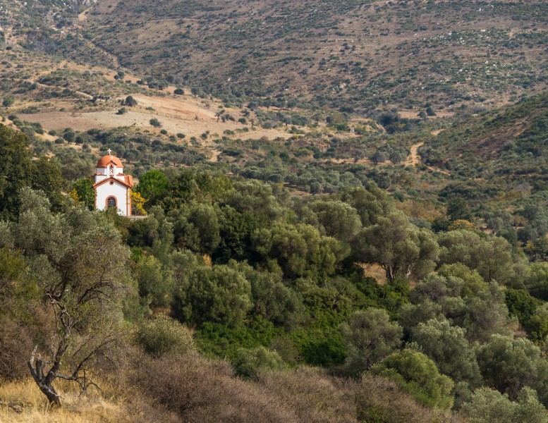 Chapel seen from Avlonari Euboea Greece