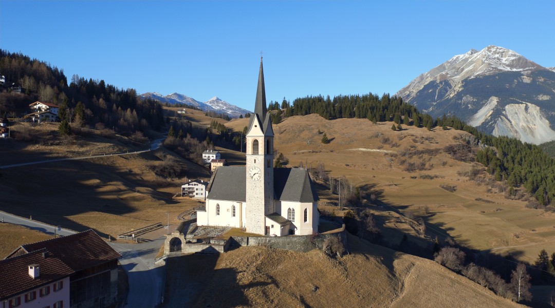 Church S. Gieri, Salouf, aerial photography