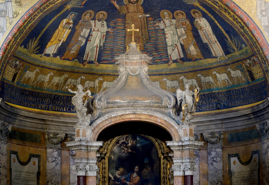 Ciborium and mosaic in Santa Prassede (Rome)