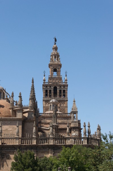 Giralda cathedral from Alcazar Seville Spain