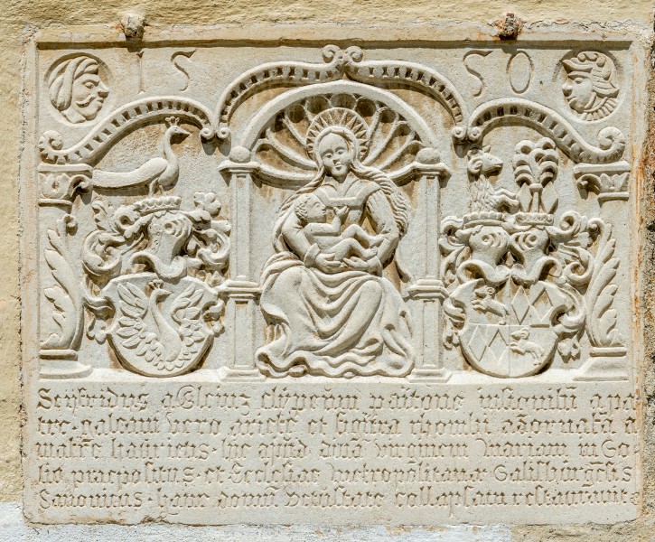 Maria Saal Domplatz 7 Propsthof Bauinschrift von 1550 S-Wand 03072017 5282