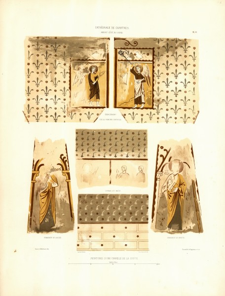 Monografie de la Cathedrale de Chartres - Atlas - 72 Paintures d´une chapelle de la crypte - Chromo-Lithographie