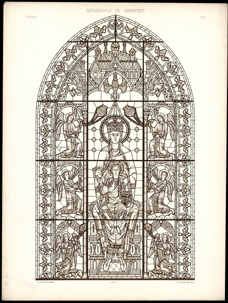 Monografie de la Cathedrale de Chartres - Atlas - Notre Dame de la Belle Verrière - Feuille B Chromo-lithographie